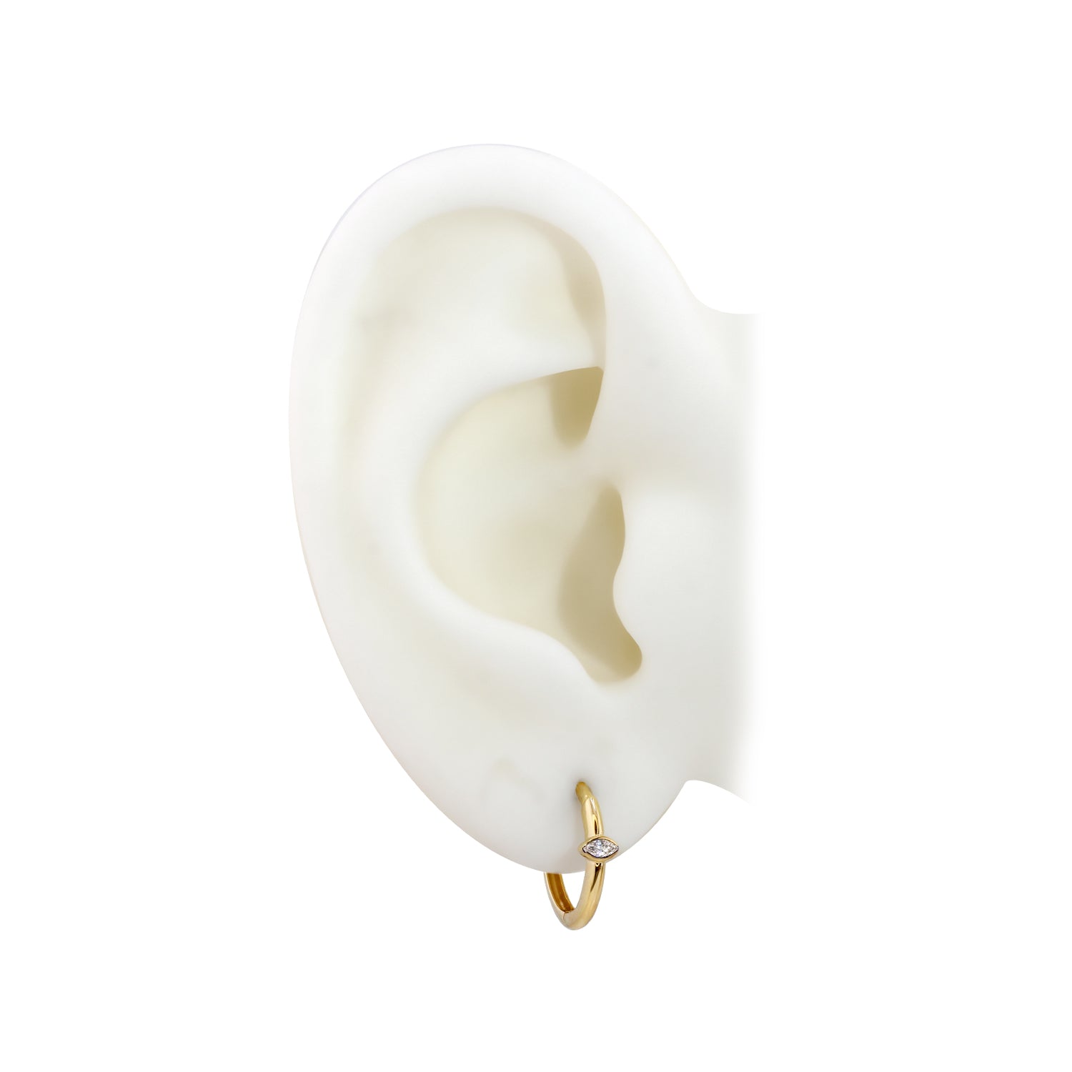 Half Bezel Marquise Huggie Diamond Earrings