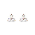 Three Petal Flower Diamond Stud Earrings